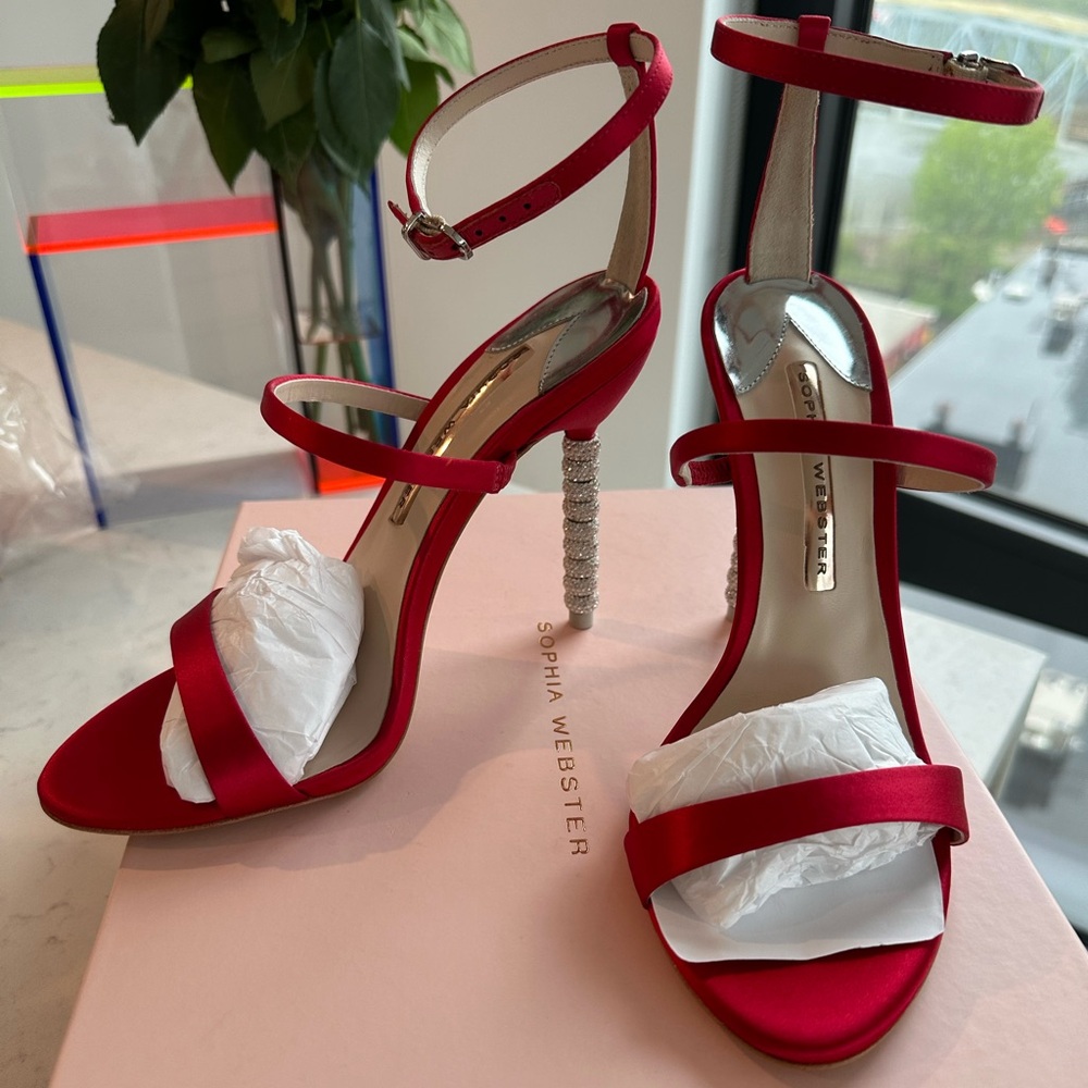 Sophia Webster Rosalind crystal heel red sandals
